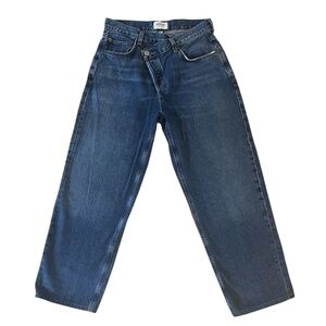 Agolde Criss Cross Women Size 28 High Rise Straight Leg  Dark Blue Jeans #71192.